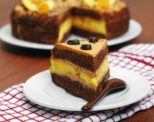 close-up piece of cake on the table
