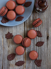 Chocolate macaroon cake with mint cream