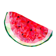 stylized faceted, watermelon, isolated on white background, vector illustration