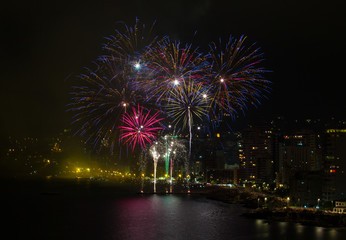 Fototapeta premium Fireworks over the Calpe Costa Blanca Spain