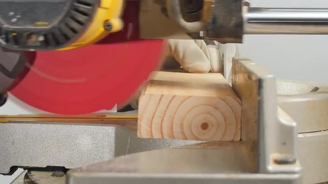 Chop Saw Cutting Wood