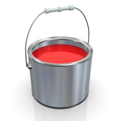 3d red paint bucket