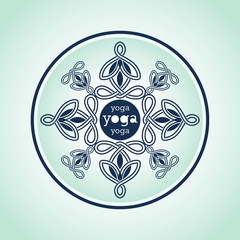 Yoga ornament in a circle emblem lotus posture