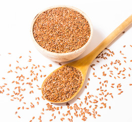 closeup of flaxseed isolated on white