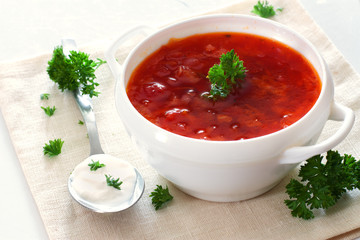 Bowl of vegetable tomato soup