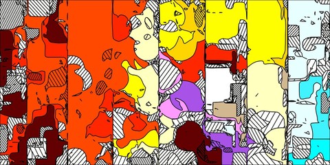 Obraz premium orange yellow blue purple drawing abstract background