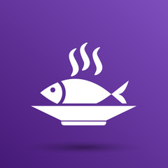 Fish menu icon logo seafood fork tuna vector
