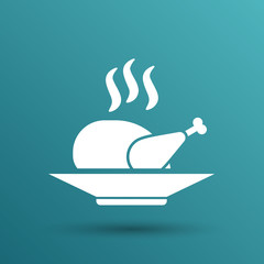 chicken grill icon logo hot meal cooking