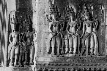 Complete Five Apsaras with Detail Carving