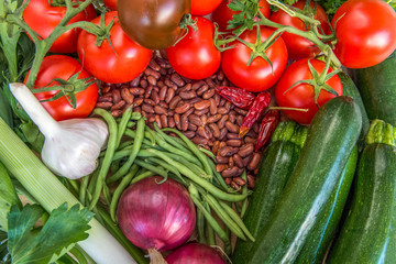Fototapeta na wymiar Healthy food ingredients. Various fresh colorful vegetables.