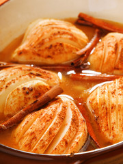 Pears in rum with cinnamon