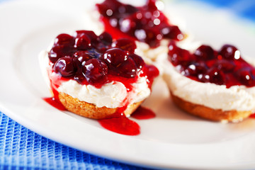 Mini cheese cakes with cranberries