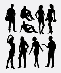 Male and female people activity silhouettes