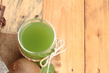 Kiwi fruit juicy green and kiwi juice delicious.