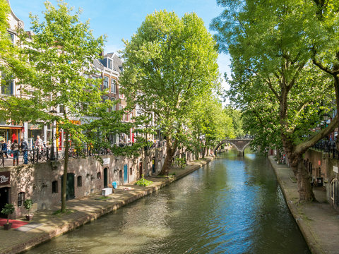 Oudegracht Canal In Utrecht, Netherlands