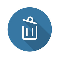 Container Button. Trash Can Icon. Flat Design. Long Shadow.