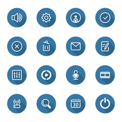 Flat Design Icon Set. Long Shadow.