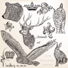 Set of vector hand drawn animals © Mary fleur