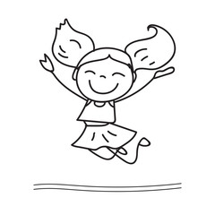 hand drawing happy girl dancing