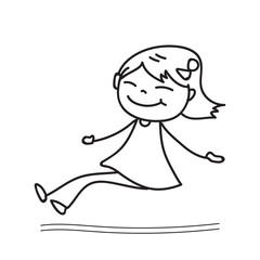 hand drawing happy girl dancing