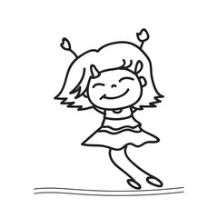 hand drawing happy girl dancing