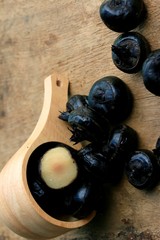 Chinese water chestnut on wood vintage