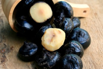Chinese water chestnut on wood vintage