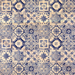 Old decorative sandstone tile background patterns in the park pu