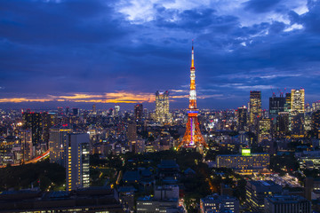 Obraz premium Tokio, widok z lotu ptaka miasta budynków i ulicy. Japonia,