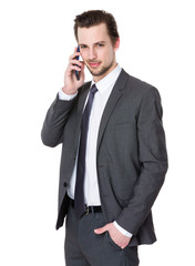 Handsome businessman talk to cellphone