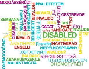 Disabled multilanguage wordcloud background concept