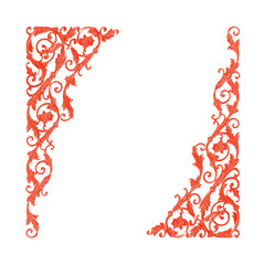 Ornament elements, vintage red floral designs