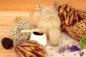 Galingale water and fresh galingale with honey.