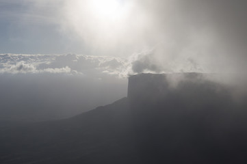 Surreal view on the top of Mount Roraima under the mist