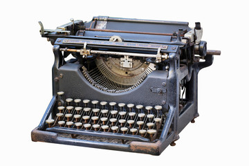 Old typewriter isolated on white