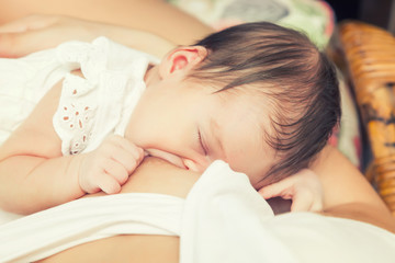 Obraz na płótnie Canvas Breastfeeding of infant