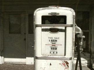 aged and worn vintage photo of old gas pump