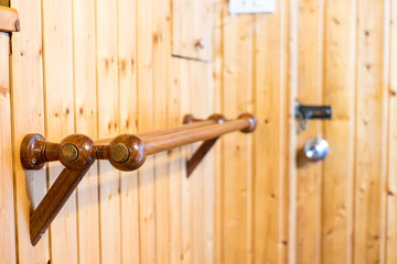 wood clothes line in wooden room