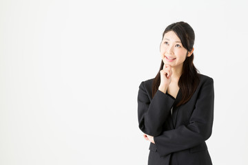 asian businesswoman on white background
