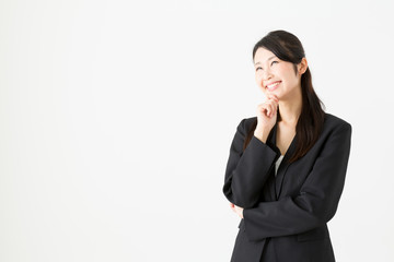 asian businesswoman on white background