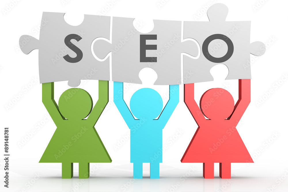 Wall mural SEO - Search Engine Optimization puzzle in a line