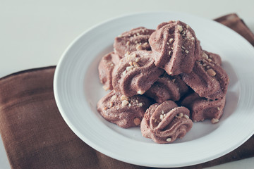 cocoa meringue cookie with peanut