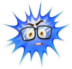 Happy face on blue splash