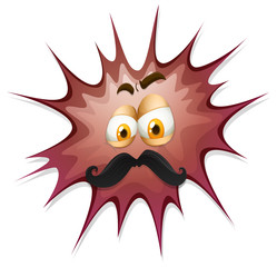 Face with mustache on brow splash