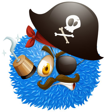 Pirate face on fluffy ball