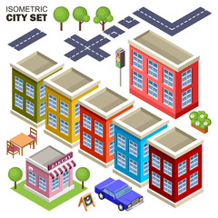 Isometric city set.