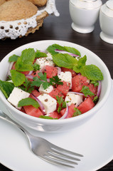 watermelon feta cheese salad mint