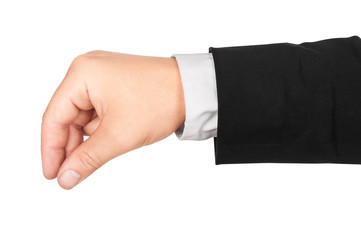 Obraz premium businessman hand holding something isolated on white background