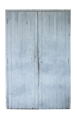 Old gray wooden door isolated on white