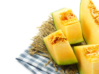 honeydew melon cantaloupe slices close up